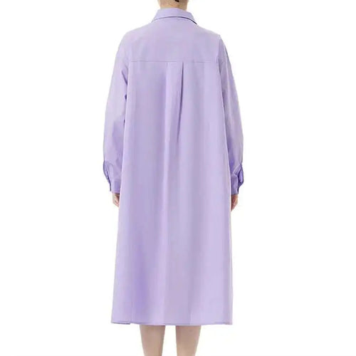 Load image into Gallery viewer, Women Purple Belted Big Size Irregular Midi Shirt Dress New Lapel Long Sleeve Fashion Tide Spring Autumn 2025 1DH5164
