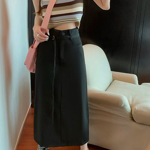 Load image into Gallery viewer, Korean Style White Y2k Suit Skirts Solid Color Casual High Waist Ankle Length Female Skirts Fashion Simple Office Ladies
