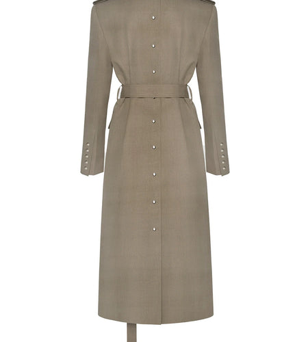 Solid Slimming Spliced Lace Up Temperament Jacket for Women Lapel Long Sleeves Patchwork Pockets Trench Female New