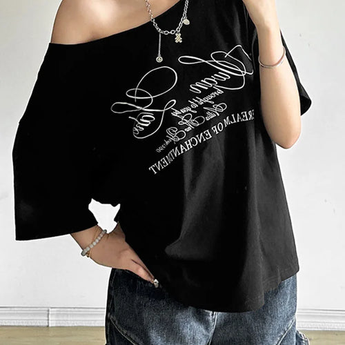 Load image into Gallery viewer, Casual Relax Woman T-shirt Letter 2025 Women Hot New Versatile Street Atmosphere Style Fashionable Chick Summertime Tops
