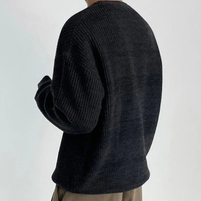 Men's Sweaters Korean Fashion Round Collar Solid Color Baggy Male Knitting Pullovers Casual Men Wear Spring 9C2829