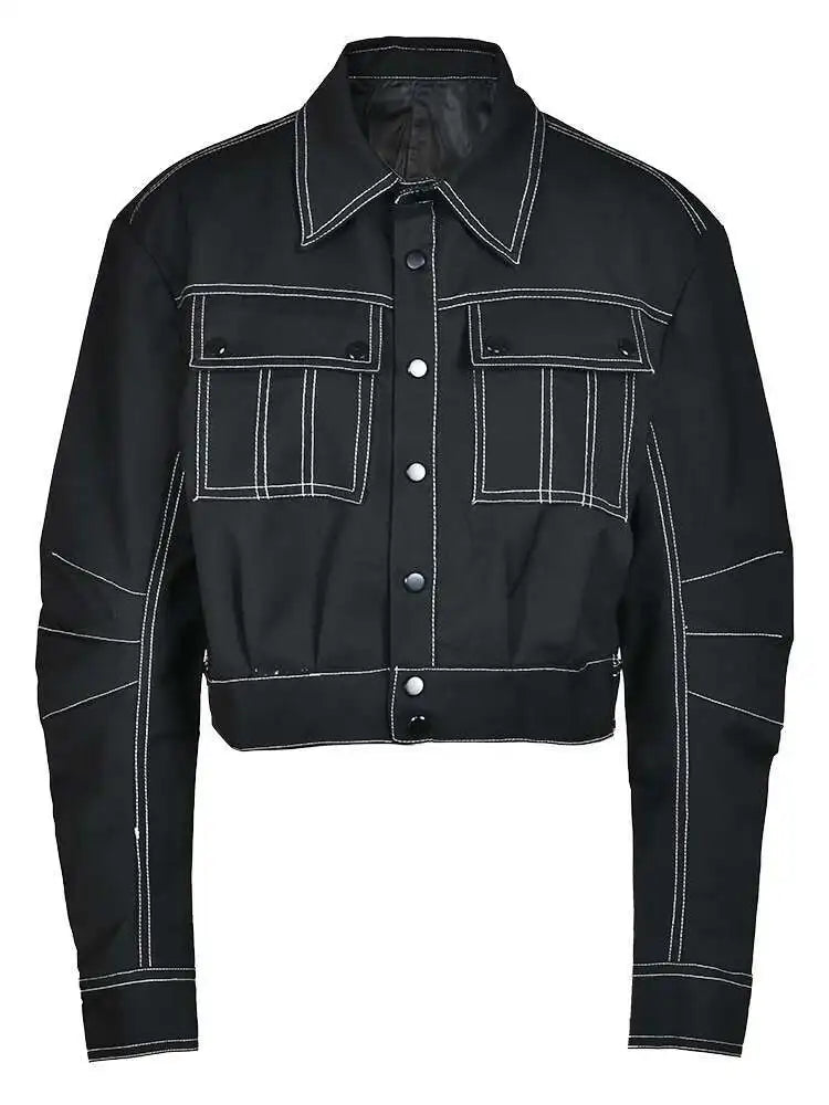 Black Jacket Big Size Wide Leg Pants Two Piece Suit New Lapel Long Sleeve Women Fashion Tide Spring Autumn 2025  CPG0425