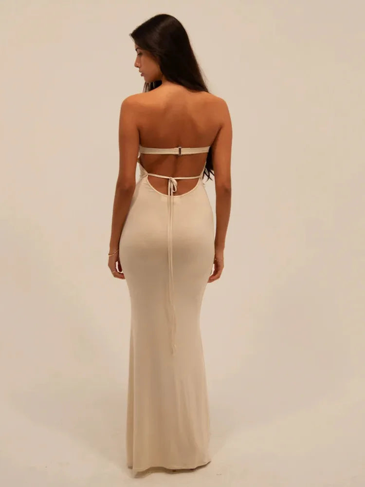 Sexy Sleeveless Hollow Out Patchwork Bodycon Dress Women's Backless Elegant Party Club Evening Dress Summer New 2024