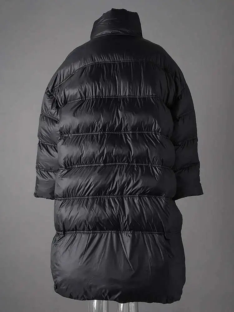 Black Thick Irregular Big Size Warm Cotton-padded Coat Long Sleeve Women Parkas Fashion New Autumn Winter 2025 25Z1150