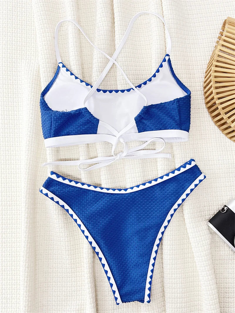 Sexy Bandeau Bikini Set 2024 Bandage Swimsuit Women Swimwear Push Up Brazilian Bathing Suit