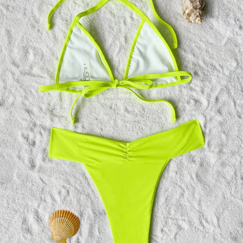 Load image into Gallery viewer, Backless Halter Bikini Set 2025 Metal Rings Brazilian Female Swimsuit Women Swimwear Two Pieces Bather Bathing Suit
