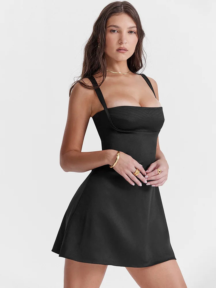 Egant High Elasticity Satin Zipper Tight Skirt Wemon Bodycon Sexy Backless Dress French Party Club Evening Dress 2024