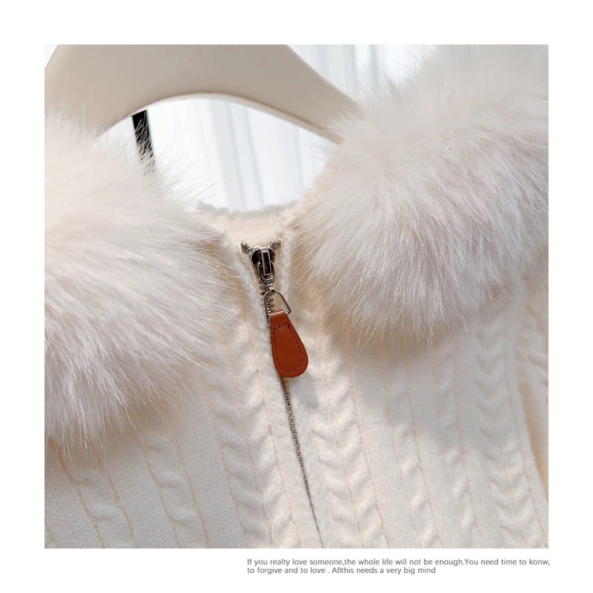 Retro Fashion Women Solid Long Sleeve Knitted Twists Sweater 2024 New Autumn Winter Ladies Hooded Hairy Neck Zipper Cardigan Top