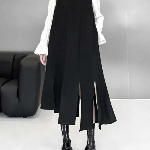 Load image into Gallery viewer, Women Black Irregular Ribbons Big Size Strap Dress New Round Neck Sleeveless Fashion Tide Spring Autumn 2025 1DH8059
