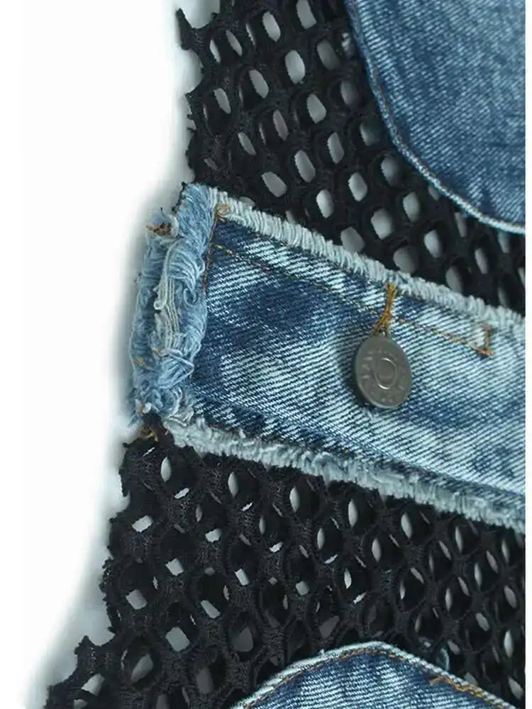 Big Size Denim Vest Wide Leg Pants Two Piece Suit New V-Neck Sleeveless Women Fashion Tide Spring Autumn 20251DH9963