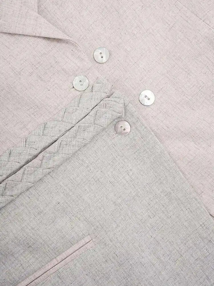 Women Apricot Hollow Out Color-block Elegant Blazer New Lapel Long Sleeve Jacket Fashion Tide Spring Autumn 2025 CPDB238