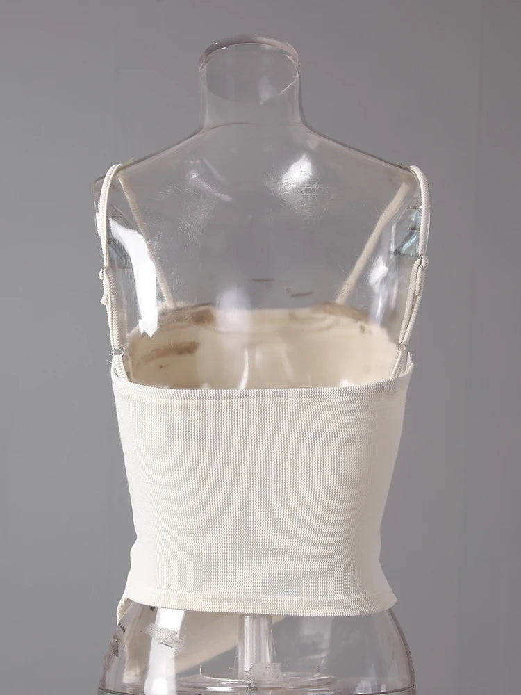 Beige Irregular Tank Top Brief Wide Leg Pants Two Piece Suit New Sleeveless Women Fashion Tide Spring Summer 2025 CPG3157