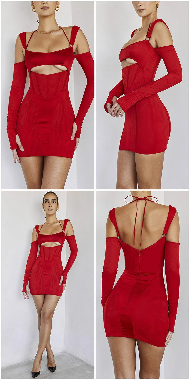 Sexy Hollow Out Backless Mini Dress For Women Elegant Spaghetti Strap Bodycon Party Short Dresses Vestido Clubwear