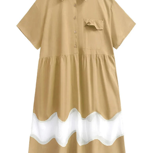 Load image into Gallery viewer, Women Blue Perspective Big Size Shirt Dress New Lapel Short Sleeve Loose Fit Fashion Tide Spring Summer 2025 1DF8791
