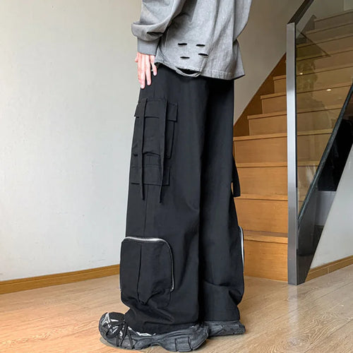 Load image into Gallery viewer, High Street Men&#39;s Wide Leg Overalls American Style Trendy Sports Casual Cargo Pants Fashion Mulit Pocket Streetwear 9C914
