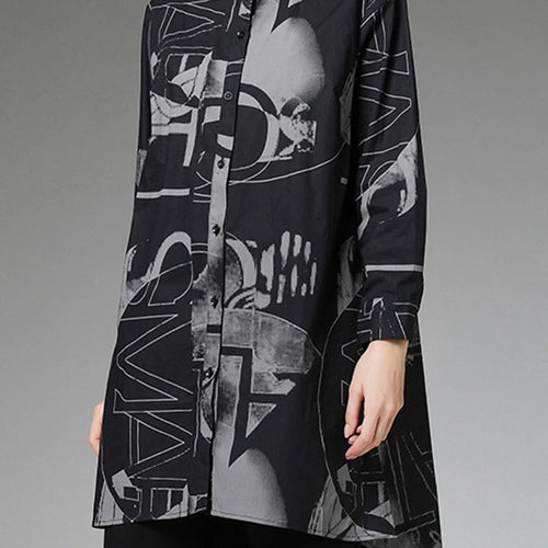 Load image into Gallery viewer, Women Red Pattern Printed Big Size Blouse New Stand Collar Long Sleeve Shirt Fashion Tide Spring Autumn 2025 1DJ1507
