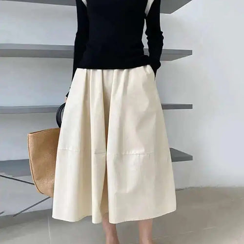 Load image into Gallery viewer, High Elastic Waist Gray Brown Casual A-LINE Midi Half-body Skirt Women Fashion Tide New Spring Autumn 2025 1DE2807
