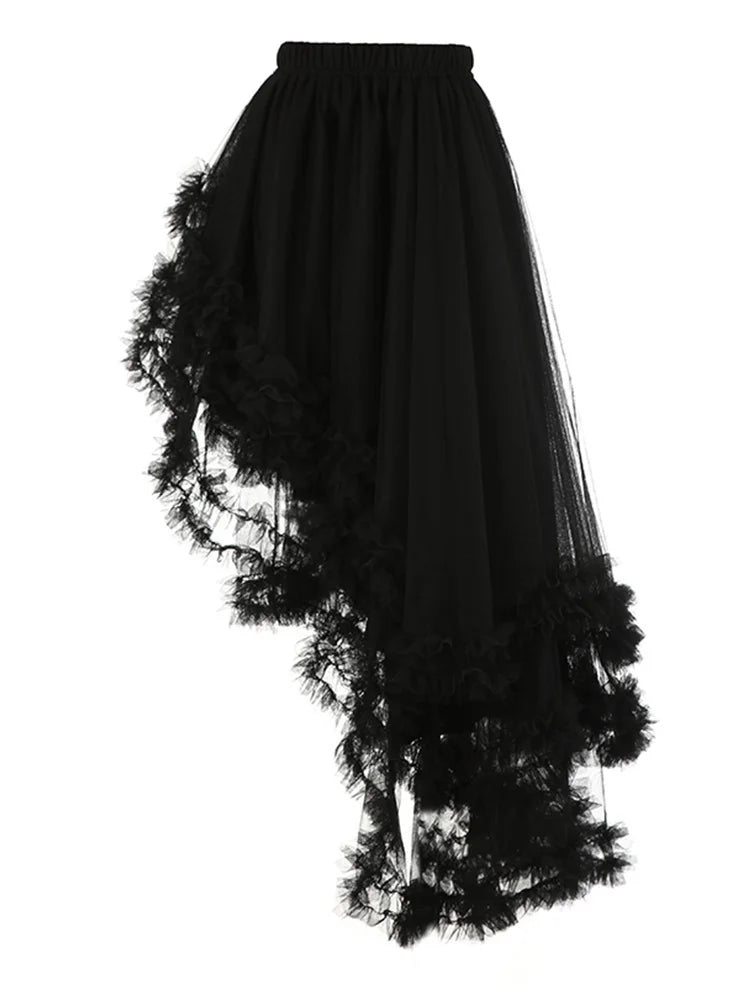 High Elastic Waist Purple Irregular Mesh Long Cake Half-body Skirt Women Fashion Tide New Spring Autumn 2025  1DF8498