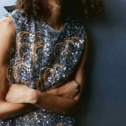 Load image into Gallery viewer, Sequins Backless Bow Sexy Mini Dress For Women Robe 2025 New Sleeveless A-line Sparkle Club Dress Elegant Vestido
