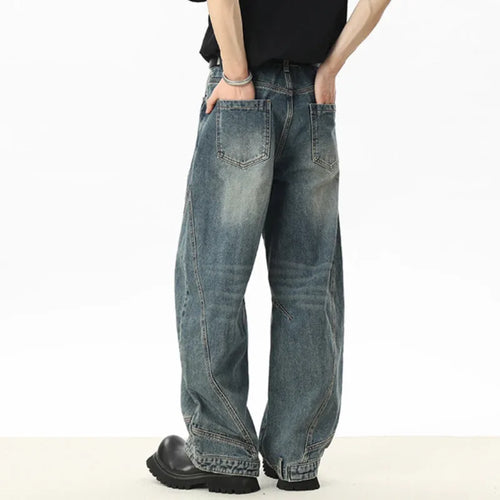 Load image into Gallery viewer, Men's Jeans New American Curved Knife Design Splicing Inverted Tide Male Toursers High Street Light Flare Bottoms 9W1534
