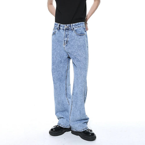 Load image into Gallery viewer, Men&#39;s Casual Jeans Retro Washed Straight Leg Korean Style Zipper Opening Mid Length Fashion Male Denim Pants C5699
