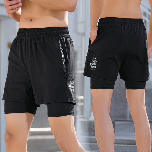 Load image into Gallery viewer, Men Two Layers Leisure Sports Shorts Breathable Dry Fit Bodybuilding Sweatpants Gym Compression Double-deck Elasticity Legging v2
