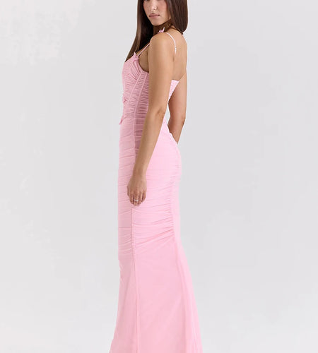 Sexy Spaghetti Strap Backless Mesh Patchwork Bodycon Party Club Evening Dress Women Elegant Slim Fit Maxi Spring Vestido