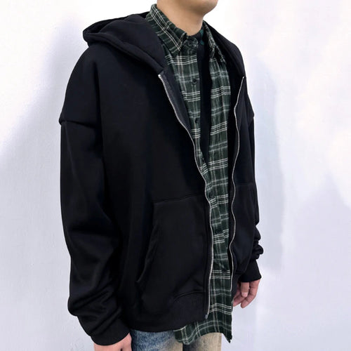 Load image into Gallery viewer, Men&#39;s Sweatshirts New Korean Style Fake Two-piece Patchwork Hoodie Jacket Niche Design Male Zipper Trendy Top 9W1827
