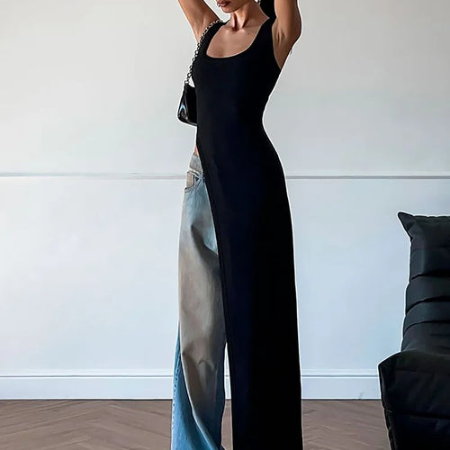 Load image into Gallery viewer, Fashion Solid Square Collar Straps Backless Slit Sexy Bodycon Maxi Dress Summer Women Y2K New Outfits Party Vacation
