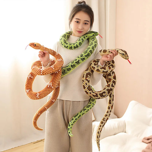 Load image into Gallery viewer, 1pc 200cm Giant Snakes Plush Toy Simulation Long Golden Python Stuffed Snake Plushie Pillow Children Boys Gift Home Decoration
