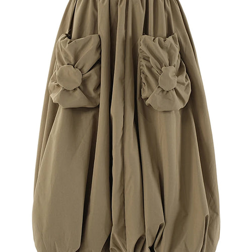 Load image into Gallery viewer, High Elastic Waist Khaki Pocket Shaped A-line Casual Half-body Skirt Women Fashion Tide New Spring Autumn 2025 CPG2082
