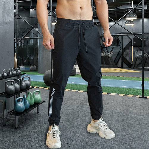 Load image into Gallery viewer, Mens Gym Fitness Running Sweatpants Workout Athletic Long Pants Outdoor Training Sports Trousers Elastic Waist Zipper Pockets
