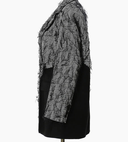 Women Black Color-block Tassels Big Size Blazer New Lapel Long Sleeve Loose Fit Jacket Fashion Spring Autumn 2025 1DH2129