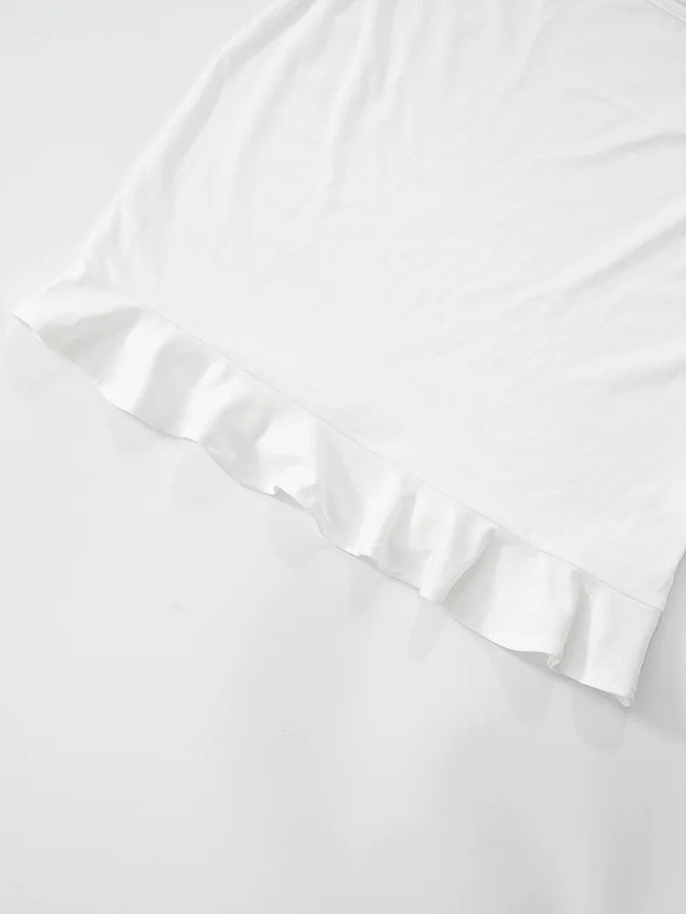 Hollow Out Deep V Neck Sexy Mini Dress Women Summer New Metal Shell Sleeveless Backless Ruffle Club Party Dress 2025