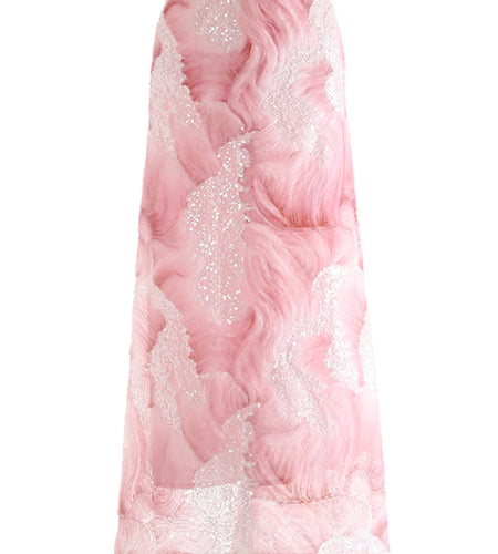 High Elastic Waist Blue Tie Dye Nailed Mesh Elegant Long Half-body Skirt Women Fashion Tide New Spring Autumn 20251DJ0705