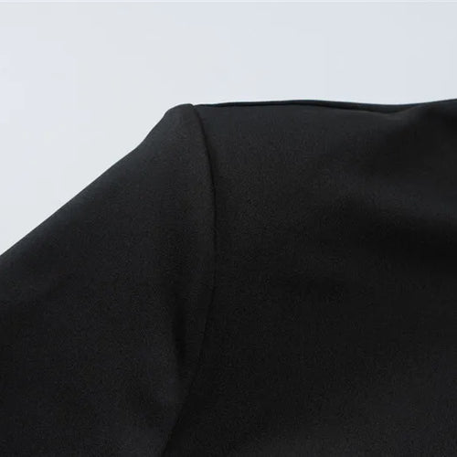 Load image into Gallery viewer, Short Sleeve Draped Sexy Mini Dress For Women Black Metal Buckle O Neck High Waist Bodycon Club Dress Vestido Clothes
