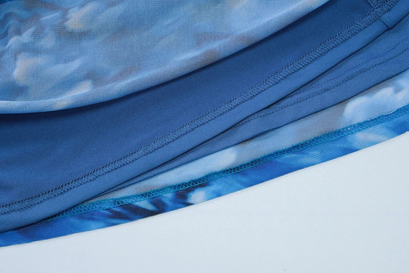 Halter Backless Print Sexy Maxi Dress For Women Gown Elegant Blue Printed Lace-up Sleeveless Evening Long Dress