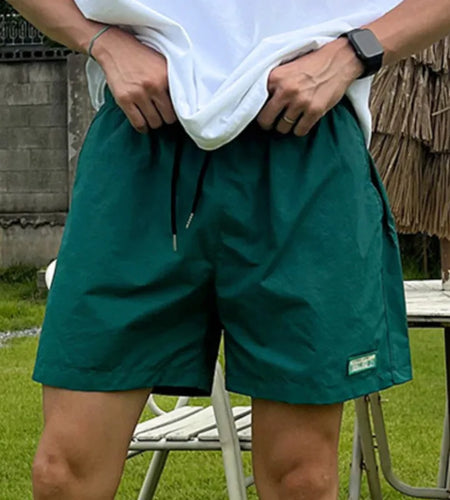 Niche Style Casual Men's Shorts Loose Straight Wide Leg Male Lace-up Vintage Trousers Stylish Summer 9C6227