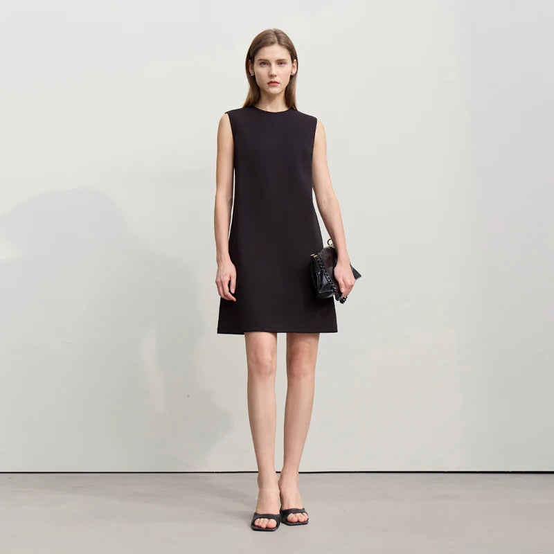 Sleeveless Womens Dresses 2026 Spring New Simple Casual Elegant Crew Neck Cotton Casual Dress Women's Vest Skirt 12641080