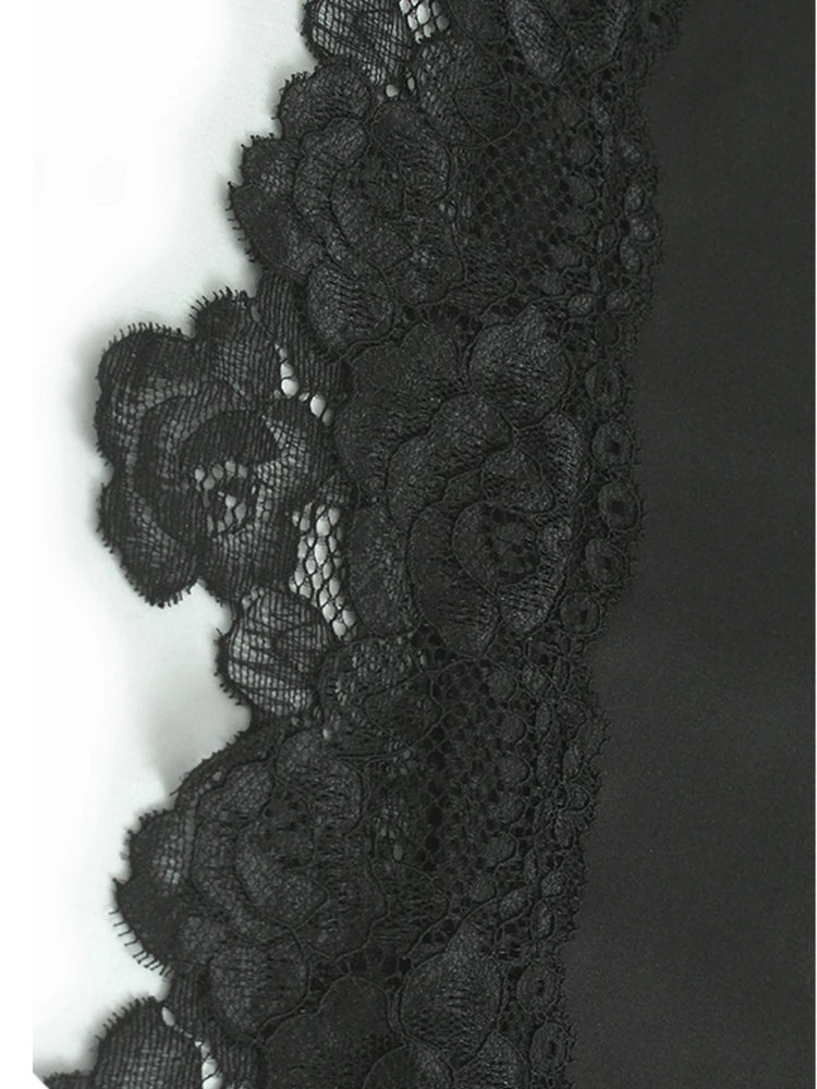 Women Gray Lace Color-block Big Size Midi Dress New Round Neck Short Sleeve Fashion Tide Spring Summer 2025 1DJ0921