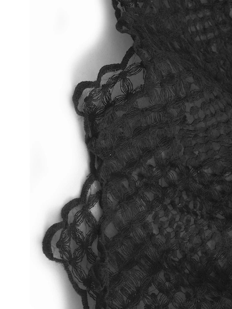 Women Black Mesh Bandage Perspective Elegant Vest Dress New Round Neck Sleeveless Fashion Spring Summer  2025  1DJ0918