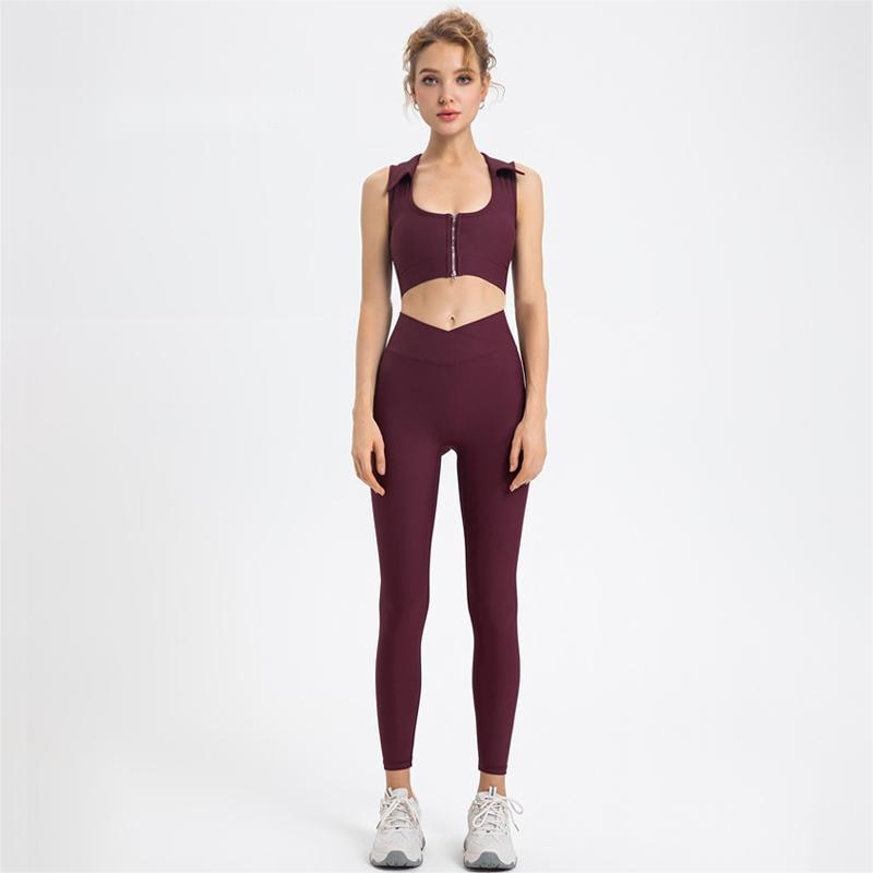 Yoga Sets Womens 2 Piece Sexy Cutout Zipper Crop Top Leggings Suits Fitness Sports Bra Shorts Gym Set Outfits Workout Clothes