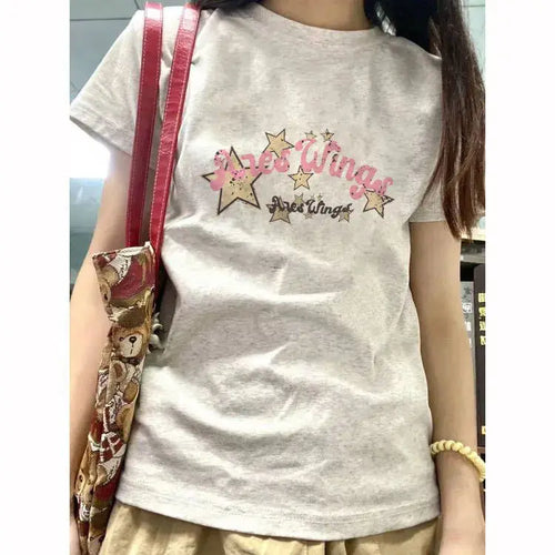 Load image into Gallery viewer, Cotton Woman Tshirts 2024 Ropa Mujer Slim Fit O-neck Short Sleeve Tees Casual Fashion Print T Shirts Korean Vintage Y2k T-shirt
