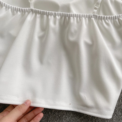 Load image into Gallery viewer, French Style Vintage Black Double Breasted Suspender Women's Summer Sexy Club Slim White Short Slip Top Fashion Versatile Simple
