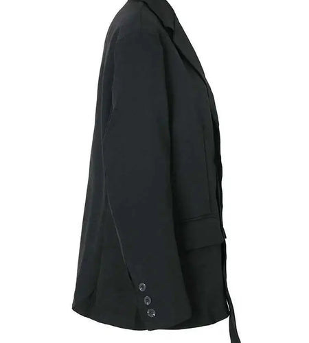 Women White Ribbon Big Size Casual Blazer New Lapel Long Sleeve Loose Fit Jacket Fashion Tide Spring Autumn 2025 1DF3280