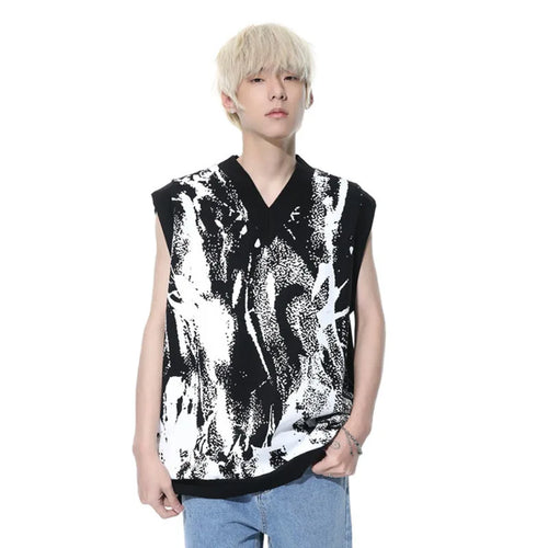 Load image into Gallery viewer, Men Vest New Fashion Korean Tie Dyed V-neck Sleeveless Vests Trendy Casual Male Top Pullover Clothing Summer 9C5144
