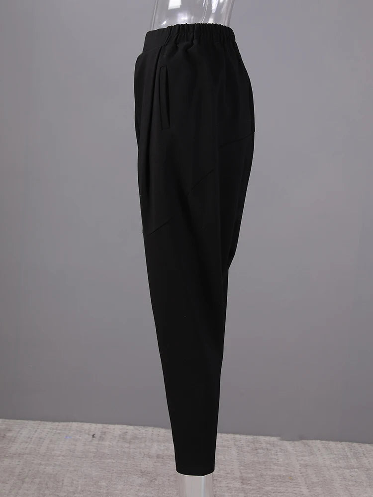 High Elastic Waist Black Leisure Long Harem Trousers New Loose Fit Pants Women Fashion Tide Spring Autumn 2025 1N479