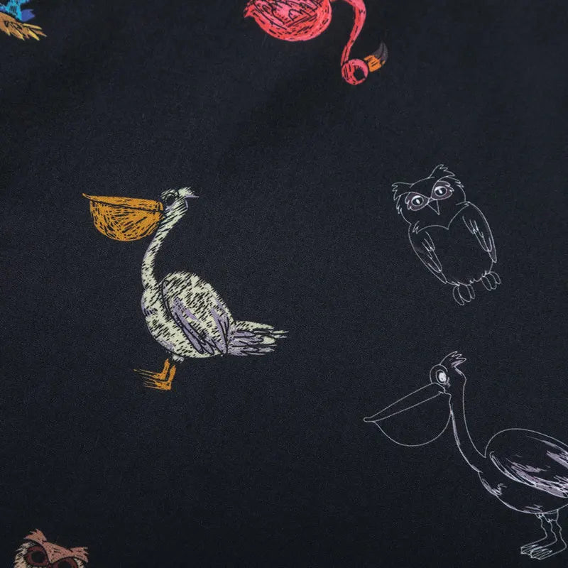Men Hawaiian Shirts Cartoon Birds Graphic Printed Button Up Short Sleeve Beach Blouse Summer Harajuku Casual Baggy Shirt Tops
