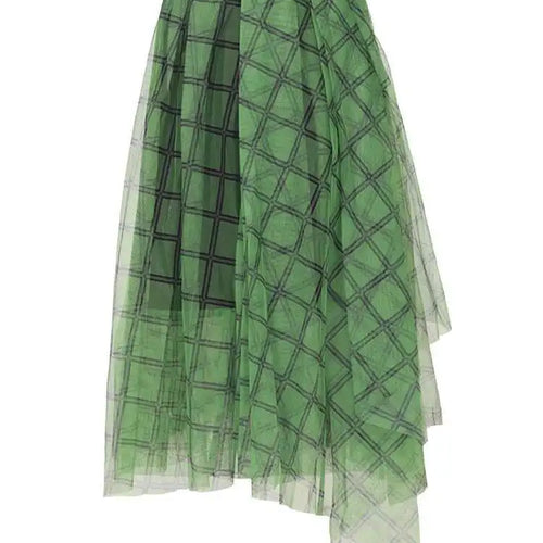 Load image into Gallery viewer, High Elastic Waist Green Plaid Irregular Long Casual Half-body Skirt Women Fashion Tide New Spring Autumn 2025 2A47406
