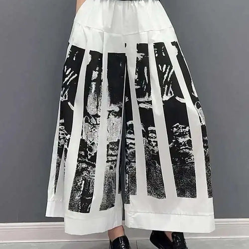 Load image into Gallery viewer, High Elastic Waist Black Printed Pleated Long Wide Leg Pants New Trousers Women Fashion Tide Spring Autumn 2025 1DF6290
